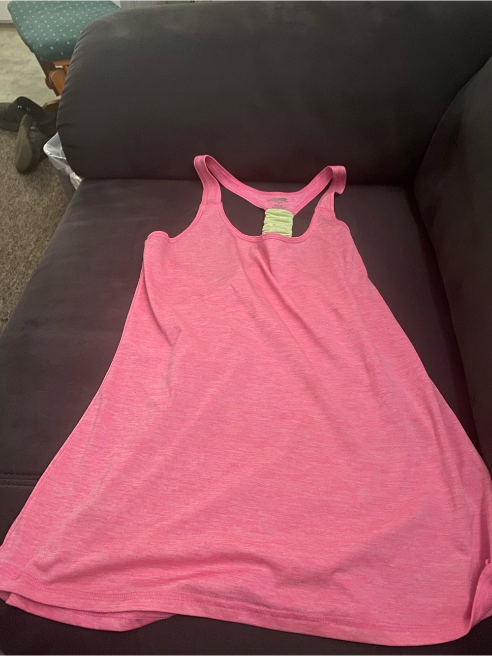 Avia Pink Racerback Tank Top with Green Back Detail